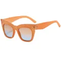 Gafas de sol de moda para mujer con montura naranja translúcida gruesa y lentes degradadas - Marco Naranja Lentes Degradados Té Azul