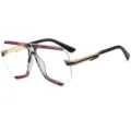 Oversized multi-sided fashion sunglasses for women, gradient clear lenses with chic temples. - C12 Purple Leopard Frame Clear Lens