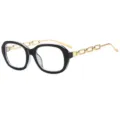 Occhiali da vista quadrati neri molto eleganti con stanghette a catena dorata donne. - C14 Nero Grigio Lenti Trasparenti