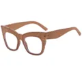Gafas de ojo de gato marrones gruesas elegantes montura óptica oversize retro gruesa variante - Montura Café Lente Transparente