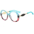 Oversized round gradient fashion glasses for women, chic metal and acetate frame style. - C13 Blue Pink Frame Clear Lens