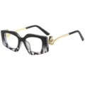 Chics lunettes de soleil géométriques pour femmes avec élégantes branches perlées et monture. - C14 Monture Léopard Noire Verres Transparents
