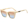 Γυαλιά ηλίου oversize cat-eye σε μπεζ χρώμα για γυναίκες, με μπλε ντεγראντέ φακούς και χρυσά. - C6 Μπεζ σκελετός Φακός τσαγιού μπλε διαβαθμισμένος
