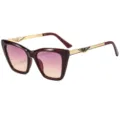 Γυαλιά ηλίου cat-eye oversize για γυναίκες, μπορντό σκελετός με χρυσούς βραχίονες και φακούς. - C7 Μπορντό Πλαίσιο Διαβαθμισμένος Μοβ Κίτρινος Φακός