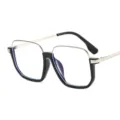 Modische Blaulichtfilter Brille mit stilvollem großem quadratischem Rahmen für Damen. - C3 Schwarzsilberner Rahmen / Blaulichtfilter Ohne Stärke