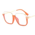 Koreanische große quadratische Blaulichtfilter Brille Damen Retro Halbgestell Optik - C4 Orangener Rahmen / Blaulichtfilter Ohne Stärke