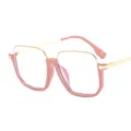 Rosa-goldene Damen Blaulichtfilter Brille mit großem quadratischem Gestell, modische Brille. - C5 Rosa Rahmen / Blaulichtfilter Ohne Stärke