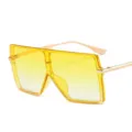 Grosse quadratische Mode-Sonnenbrille fuer Damen und Herren, gelbe Farbverlauf-Einteiler. - Gelber Rahmen Doppelte Gelbe Linse