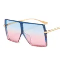 Lunettes de soleil carrees surdimensionnees pour femme et homme, tendance degrade. - Monture Bleue Dégradé Lentille Bleu Rose