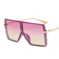 Grandes lunettes de soleil carrées masque pour femmes hommes, verres dégradés rose jaune. - Monture Violette Verre Thé Violet