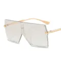 Lunettes de soleil carrées transparentes oversize avec branches en métal doré pour femmes. - Monture Transparente Mercure Léger