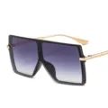 Lunettes de soleil carrées oversize tendance pour femme homme verres dégradés chic - Monture Noire Verres Dégradés Gris