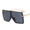 Lunettes de soleil carrées surdimensionnées pour femmes et hommes, monture tendance. - Monture Noire Verres Gris