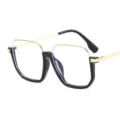 Modische, große quadratische Blaulichtfilter Brille in schwarz und goldenem Rahmen. - C2 Schwarzgoldener Rahmen / Blaulichtfilter Ohne Stärke