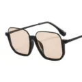 Koreanischer Stil große quadratische Blaulicht-Brille für Damen Mode Retro optische Fassung. - C8 Schwarzer Rahmen Champagner Glas / Blaulichtfilter Ohne Stärke