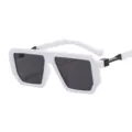 Chunky white frame polygon sunglasses, trendy retro oversized fashion eyewear for men and women. - C2 White Frame Grey Lens