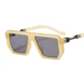 Trendy retro oversized polygon sunglasses for men and women, stylish flat top fashion eyewear. - C3 Jelly White Frame Light Grey Lens