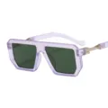 Trendy retro oversized rectangular polygon unisex sunglasses for daily fashion wear outdoor style. - C5 Light Purple Frame G15 Lens