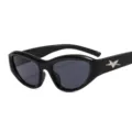 Trendige kleine Sonnenbrille für Damen und Herren, schwarze coole Modesonne mit Stern-Detail. - Schwarzer Rahmen Graue Gläser