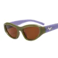 Chic colorblock sunglasses with chunky olive green frame and star accented purple temples. - Green Frame Tea Lens