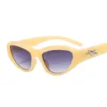 Trendy retro chunky frame sunglasses with gradient lenses and silver star accent for women and men - Beige Frame Gradient Gray Lens