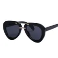 Schwarze Piloten Sonnenbrille für Damen und Herren, stylischer dicker Rahmen und Gold. - C1 Schwarzer Rahmen Graue Gläser