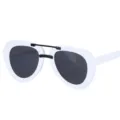 Sonnenbrille mit weißem Pilotenrahmen und schwarzen Gläsern, trendiges Accessoire für Damen. - C3 Weißer Rahmen Graue Gläser