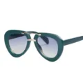 Moderne grüne Piloten Sonnenbrille mit Farbverlauf Gläsern unisex Sonnenbrille chic - C5 Grüner Rahmen Grün-Gelbe Gläser
