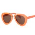 Orangefarbene Piloten-Sonnenbrille für Damen und Herren, stilvoller Vintage-Augenschutz. - C6 Oranger Rahmen Kaffee Gläser