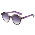 Lunettes de soleil polygonales pour femmes élégantes avec verres dégradés et monture violette. - C2 Cadre Floral Violet Double Verre Gris