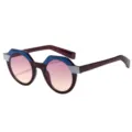 Lunettes de soleil polygone femme élégantes avec verres dégradés et monture colorée. - C4 Cadre Bleu-Rouge Verre Rose-Jaune