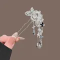 Silver Butterfly Hairpin Tassel Hair Fork Stick for Hanfu Traditional Chinese Hair Accessory - Silver