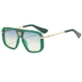 Gafas de sol retro de gran montura para hombre con lentes degradadas y patillas metálicas. - C5 Marco Verde Lente Verde-Amarilla