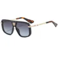 Gafas de sol oversize de estilo lujoso con lentes degradadas y elegantes detalles metálicos. - C6 Marco Negro Lente Gris-Azul