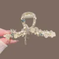 Elegant pearl starfish hair claw clip, marine style metal shark clip for women styling. - Starfish Bubble Figure-Eight / Gold