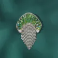 Prachtige groene kristallen kwal broche met sprankelende strass kwastjes voor mode. - Groen