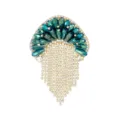 Elegante groene druppel kristal strass kwal franje broche pin voor dames mode sieraden. - Groen