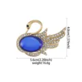 Elegant gold-tone crystal swan brooch with stunning blue oval stone and sparkling rhinestones. - Blue Swan Style (XD824533)