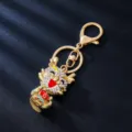Cute rhinestone cartoon dragon keychain metal bag charm sparkling accessories gift for women - Lucky Dragon Style