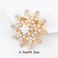 Gold tone snowflake pearl brooch elegant sweater pin vintage clothing accessory 4cm size - Gold(XD8856-1)