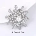 Elegant silver tone snowflake pearl brooch pin for women winter sweater collar decor. - Silver(XD8856-2)
