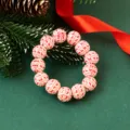 Christmas wooden beaded bracelet, festive red and white reindeer pattern jewelry gift. - Reindeer Pattern (SG356-1)