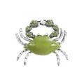 Πράσινη καρφίτσα καβούρι με πράσινα στρας κρύσταλλα σμάλτο για γυναικείο παλτό 2024 - Καρφίτσα Καβούρι