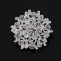 Exquisite silver-tone rhinestone brooch crystal flower pin elegant apparel accessory. - Antique Gold White Rhinestone