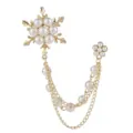 Gold Pearl Snowflake Brooch Variant, Elegant Alloy Chain Suit Pin for Men Fashion Jewelry - Snowflake Tassel Style (XD825485-1) / Silver