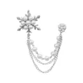 Elegant silver snowflake pearl chain brooch for men, stylish rhinestone lapel pin accessory. - Snowflake Tassel Style (XD825485-2) / Silver