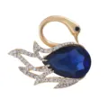 Exquisite blue crystal swan brooch, elegant rhinestone gold tone pin for coat dress accessories. - Dark Blue Swan Style (XD824386)