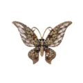 Broche papillon en cristal vintage, accessoire élégant en strass pour revers de costume. - Marron