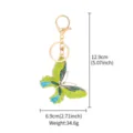 Metal enamel butterfly keychain with rhinestones, 12.9cm dimension and 34.6g weight. - Greenish Blue