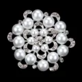 Élégante broche ronde perles strass ton argent mode accessoires de vêtement chic. - K Blanc/Argent